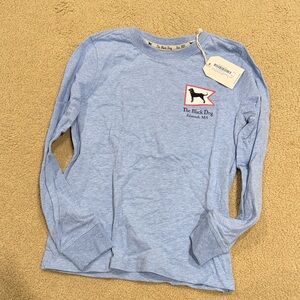 The Black Dog Light Heather Blue Long Sleeve Tee with Logo Patch
